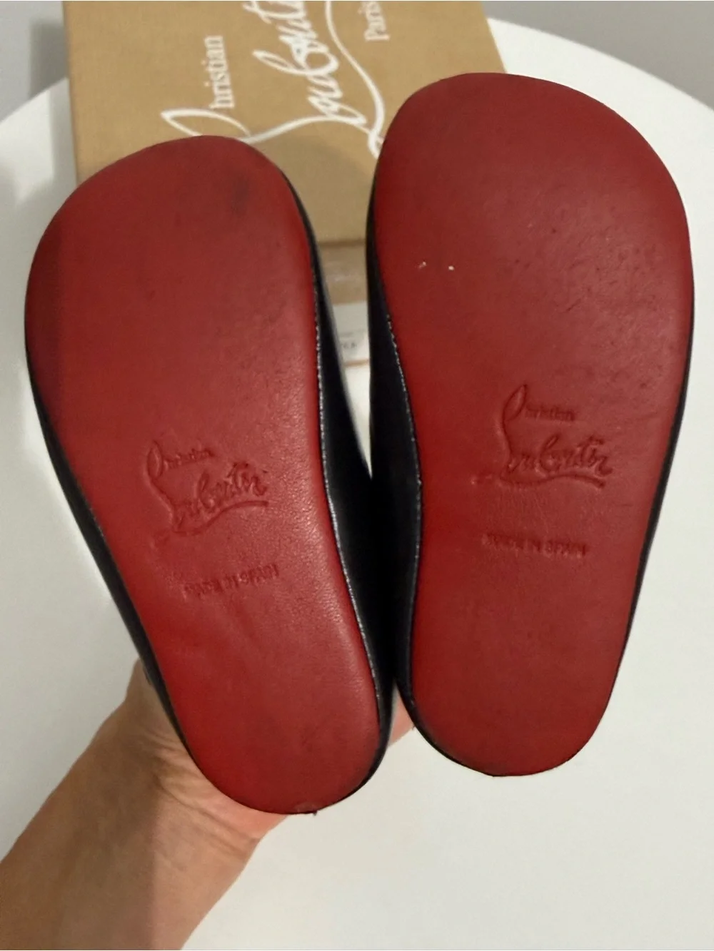 Christian Louboutin Black Leather Mary Jane Kids Shoes with Red Lining